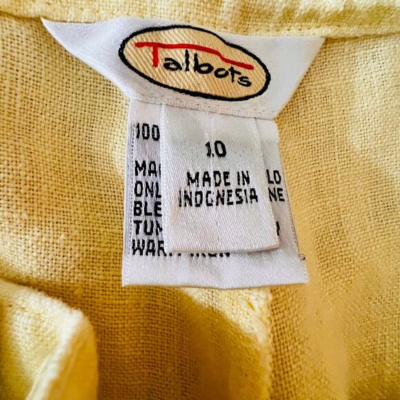 Talbots Linen Pants Yellow Straight Leg Size 10 - Picture 7 of 10